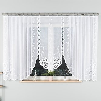 Dekorační krátká vzorovaná záclona na žabky EWELINA 160 bílá 400x160 cm MyBestHome