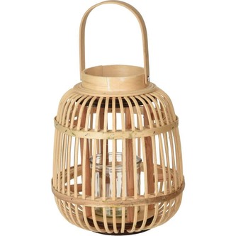 Lucerna bambusová na svíčku 24x19 cm přírodní