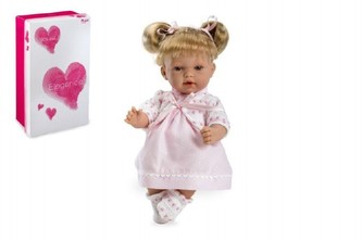Panenka/miminko Andrea 28cm růžové se zvukem na baterie v krabici