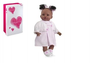 Panenka/miminko Saira 42cm růžové měkké tělo se zvukem na baterie v krabici