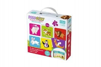 Puzzle s knížkou polovičky Zvířata světa 12ks 21x22cm v krabici