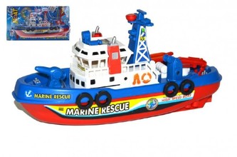 Loď/Člun plast 25cm na baterie stříkací vodu na kartě