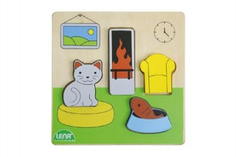 Vkládačka/Puzzle dřevěné obývací pokoj v krabičce 14x20x2cm 18m+