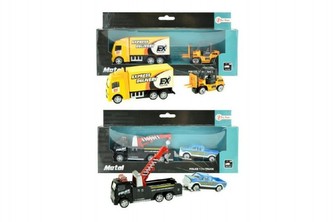 Auto nákladné / odťahovka 2ks kov 18cm na spätné natiahnutie asst 2 druhy v krabičke 24x11x5cm