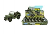 Auto Welly Jeep 1941 Willys MB terénní vojenské plast/kov 10cm zpětné natažení 12ks v boxu