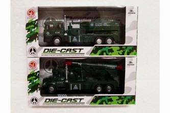 Auto vojenské kov 15cm na zpětný chod v krabičce 20x9x7cm