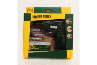 Vrtačka s nářadím a doplňky plast 15cm na baterie v krabici 21x22x5cm