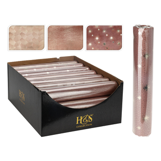 Dekorační organza 28x150 cm, staro-růžová se vzorem v šampaň barvě (3 vzory)