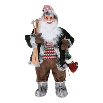 Postavička Mikuláše s dárky 80 cm v zeleném kabátě