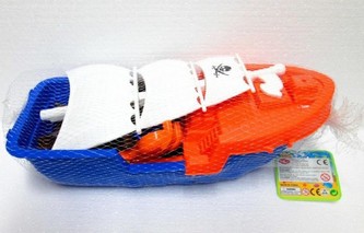 Sada na písek loď pirátská s doplňky plast 40cm v síťce