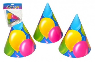 Klobouk party papírový 16cm 6ks v sáčku karneval