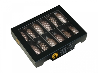 Skleněné baňky - šišky 6 cm růžové kouřové, sada 12 ks