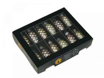 Skleněné baňky - šišky 6 cm barva březová, sada 12 ks