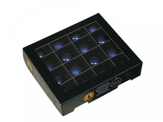 Skleněné baňky night blue 3 cm, sada 16 ks