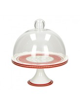 Porcelánový stojan na dort se skleněným poklopem 26 cm VÁNOČNÍ Connubio BRANDANI