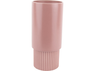 Vysoký žebrovaný květináč Ribbed růžový Present Time
