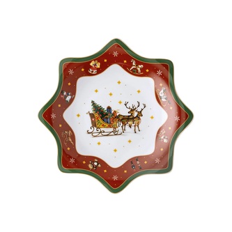 Vánoční tác na cukroví hvězda Veselé Vánoce, 25 cm, červený  Rosenthal