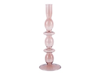 Skleněný svícen Bubbles Handmade 24 cm Růžová Present Time