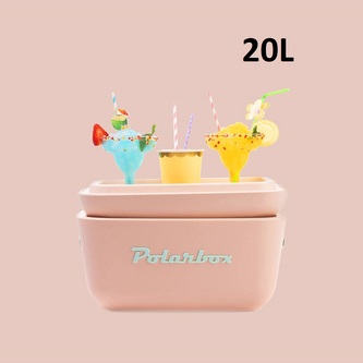Chladicí box Polarbox POP 20 l, růžový, tyrkysový nápisem a popruh PolarBox