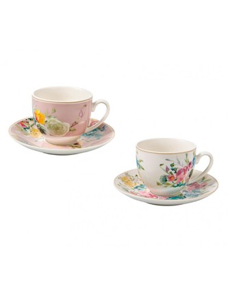 Set 2 kusů šálků s podšálky na presso Paradise Cipria/Acqua 90 ml BRANDANI