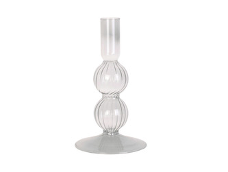 Skleněný svícen Swirl Bubbles čirý 16 cm Present Time