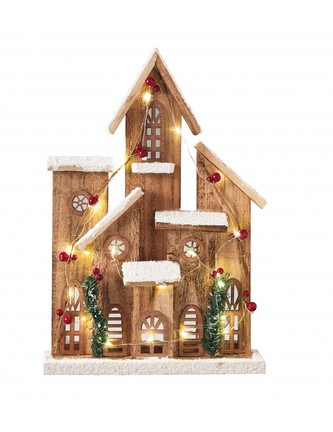 Dřevěny dům s 20 LED 40 cm VÁNOCE BRANDANI