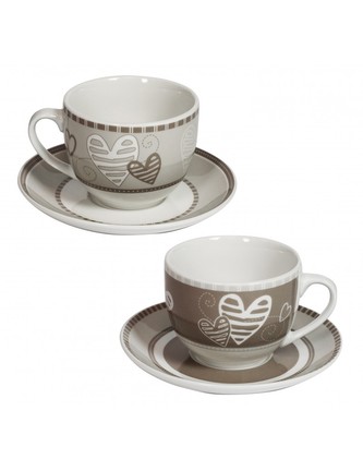 Sada 2 porcelánových šálků s podšálkami 200 ml BATTIBATTICUORE BRANDANI
