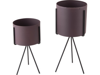 Set 2ks železný stojan na 3 nohách na květiny Pedestal tmavě fialový Present Time