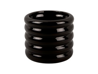 Květináč Bobbly glazovaný střední keramický černý Present Time