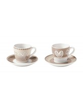 Sada 2 porcelánových šálků s podšálkami na kávu 100 ml BATTIBATTICUORE II. BRANDANI