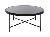 Velký kulatý konferenční černý stolek se skleněnou deskou Smooth XL 82cm Leitmotiv