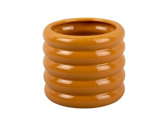 Květináč Bobbly glazovaný střední keramický okrově žlutá Present Time