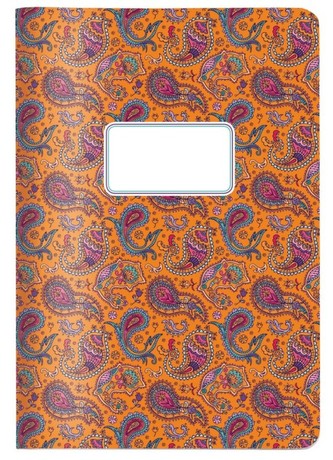 Sešit/Notes/Blok A5 oranžovo fialový vzor Paisley CEDON
