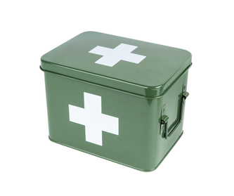 Plechový box lékárnička M šedozelený Present Time