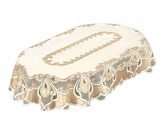 Žakárový ubrus LORAN oválný 120x220 cm krémová/zlatá MyBestHome