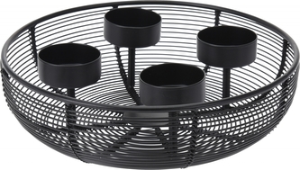 Kovový svícen na 4 svíčky, černý 6x20,5 cm