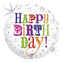 Foliový balonek bílý s barevným nápisem Happy birthday 45 cm