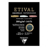 Černý akvarelový blok Etival A4 300g
