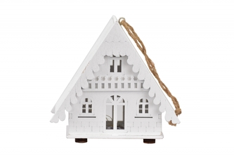 Dřevěný domek s LED osvětlením 9,5x8,5x7,5 cm