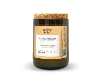 The Greatest Candle Svíčka v lahvi od vína (170 g) - pomeranč a koření - vydrží hořet cca 50 hodin