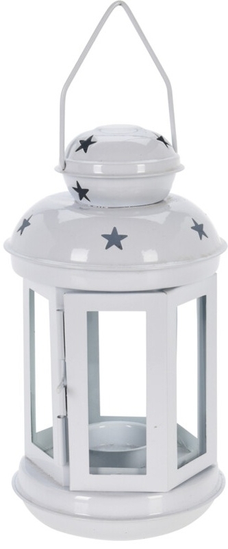 Kovová lucerna bílá 20x11,5x11 cm