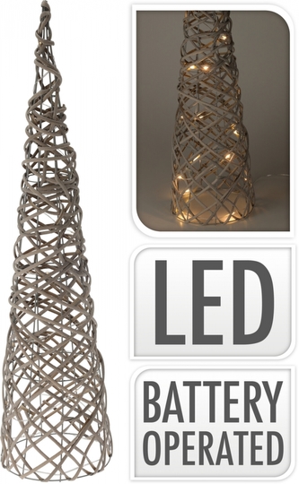 LED jehlan z umělého ratanu 80 cm, šedý