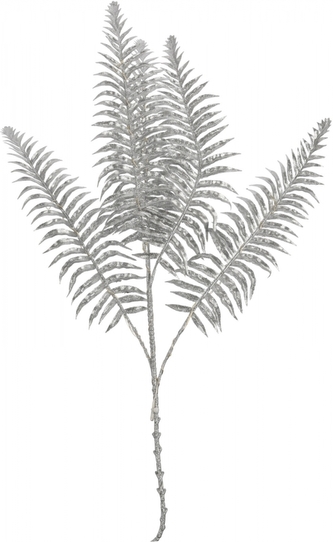 Umělá větvička Kapradí s LED 60 cm, stříbrná