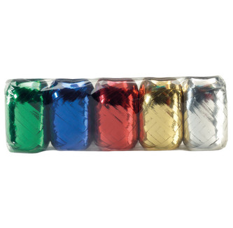 Stuha dárková, 5 ks, mix metalických barev