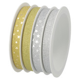 Stuha dárková, stříbrná a zlatá