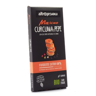 Bio hořká čokoláda Mascao s kurkumou a pepřem, 100 g