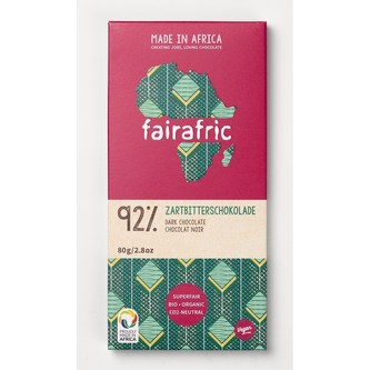 Fairafric Bio hořká čokoláda s 92 % kakaa, vyrobená v Ghaně, 80 g