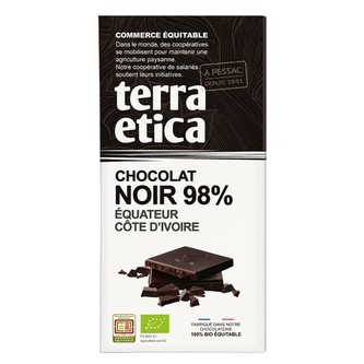 Terra Etica Bio hořká čokoláda Ekvádor 98 %, 100 g