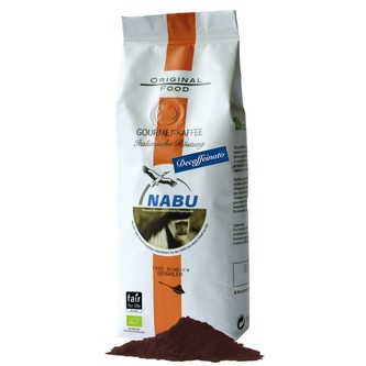 Kaffa Bio mletá gourmet káva bez kofeinu Nabu, italské pražení, 250 g