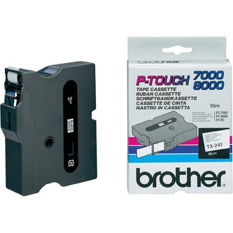 Brother TX-241, 18mm x 15m, černý tisk / bílý podklad, originální páska